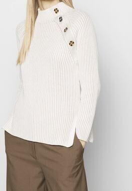 Women's Size S Gap Beige Tan Asymmetrical Button Mockneck Raglan Sweater Cotton